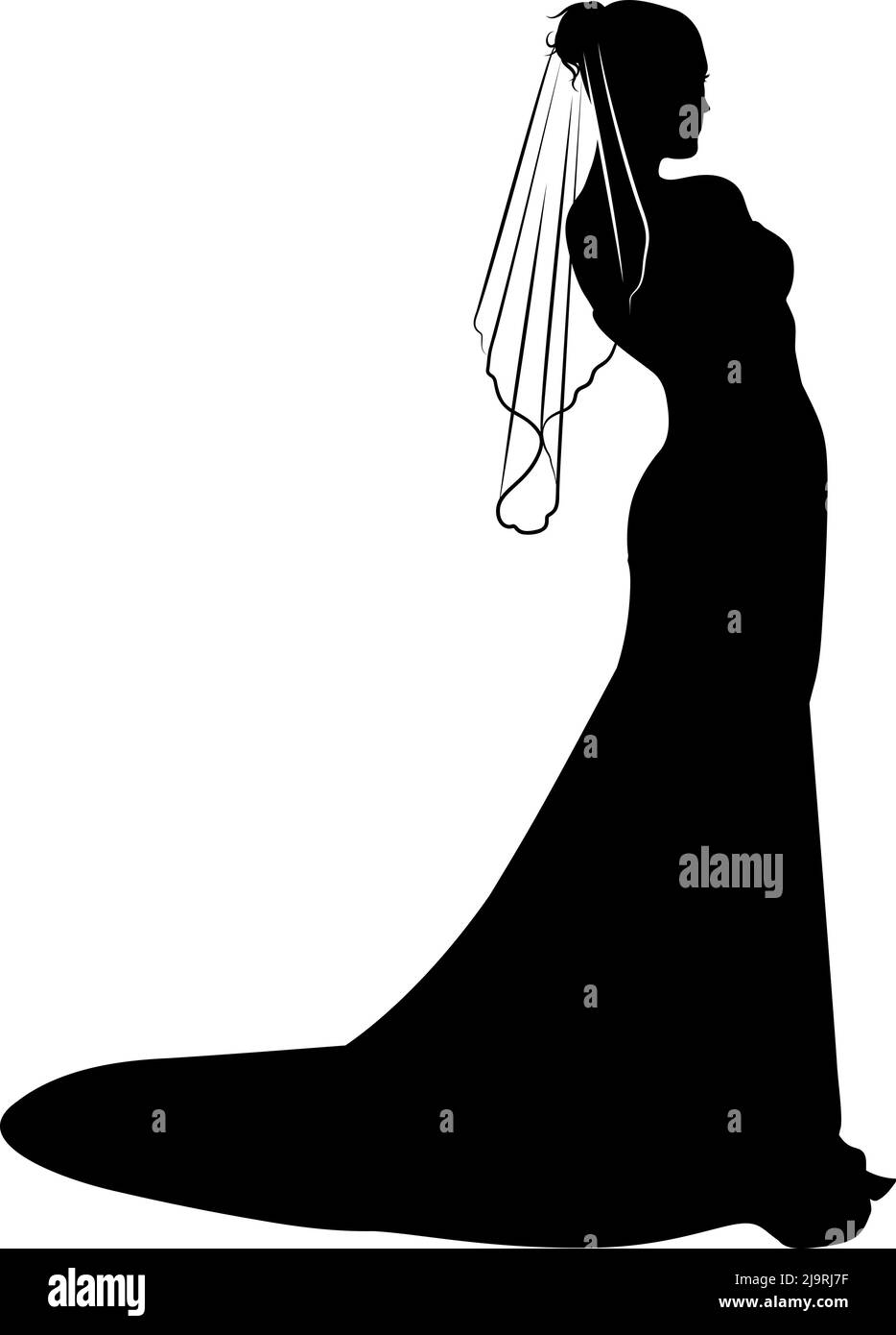 Bride Bridal Wedding Dress Silhouette Woman Design Stock Vector Image
