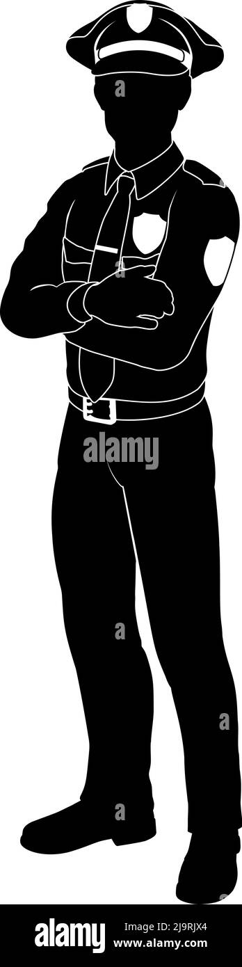 Policeman Person Silhouette Police Officer Man Stock Vector