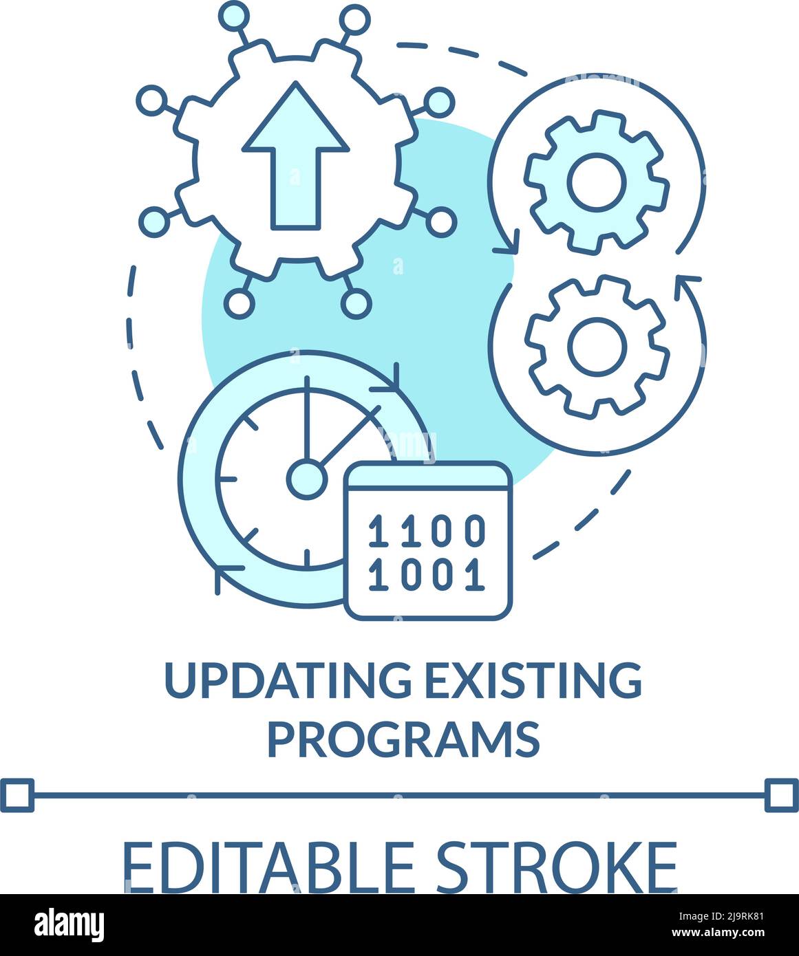 Updating existing programs turquoise concept icon Stock Vector