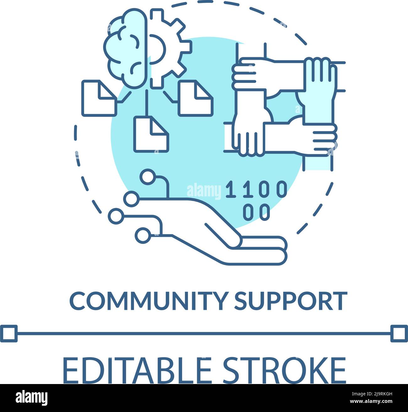Community support turquoise concept icon Stock Vector