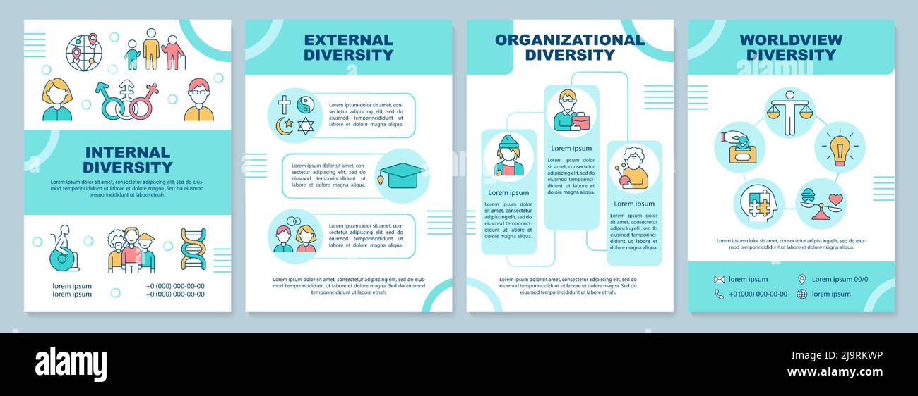 Workplace diversity turquoise brochure template Stock Vector Image ...