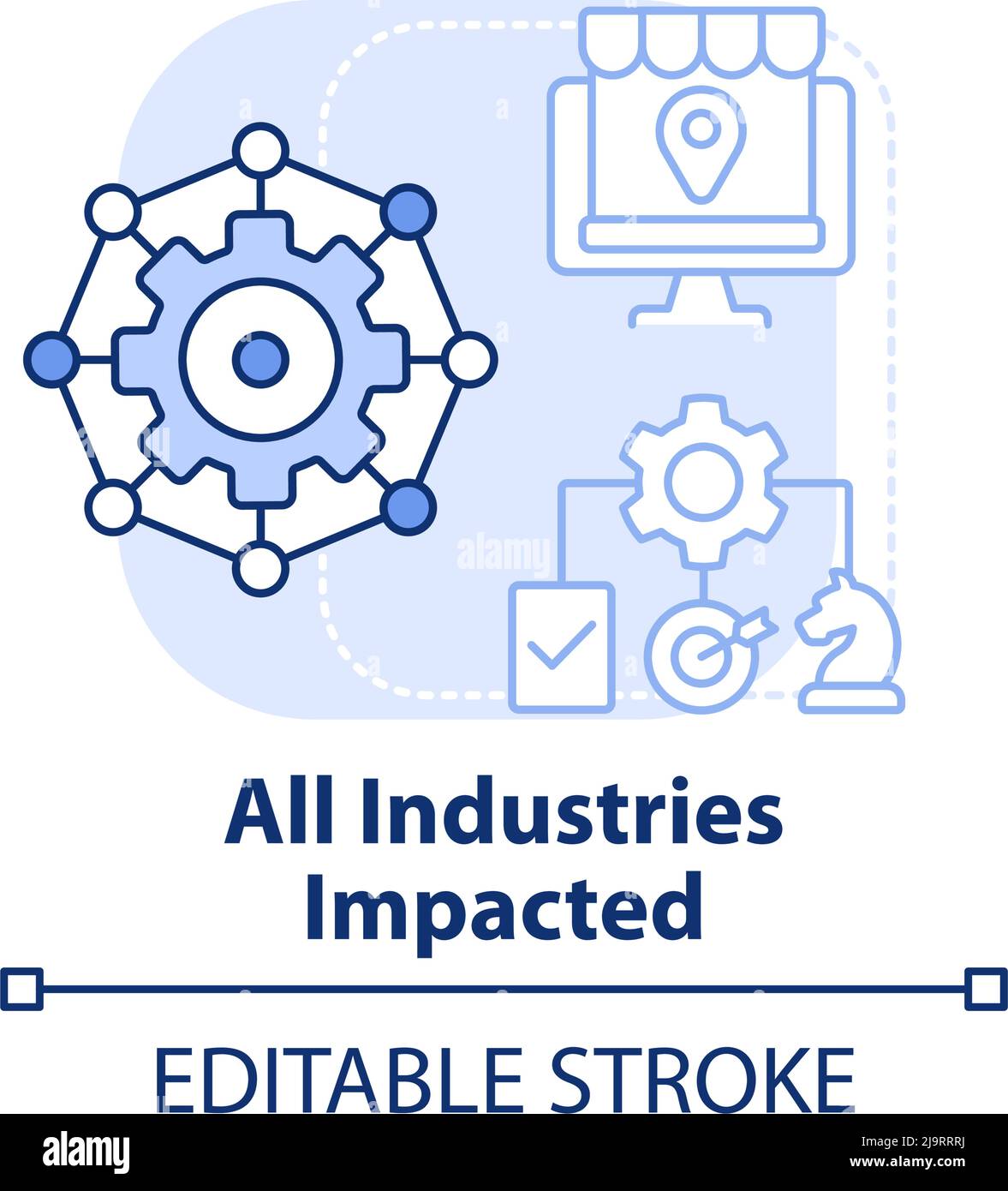 All industries impacted light blue concept icon Stock Vector