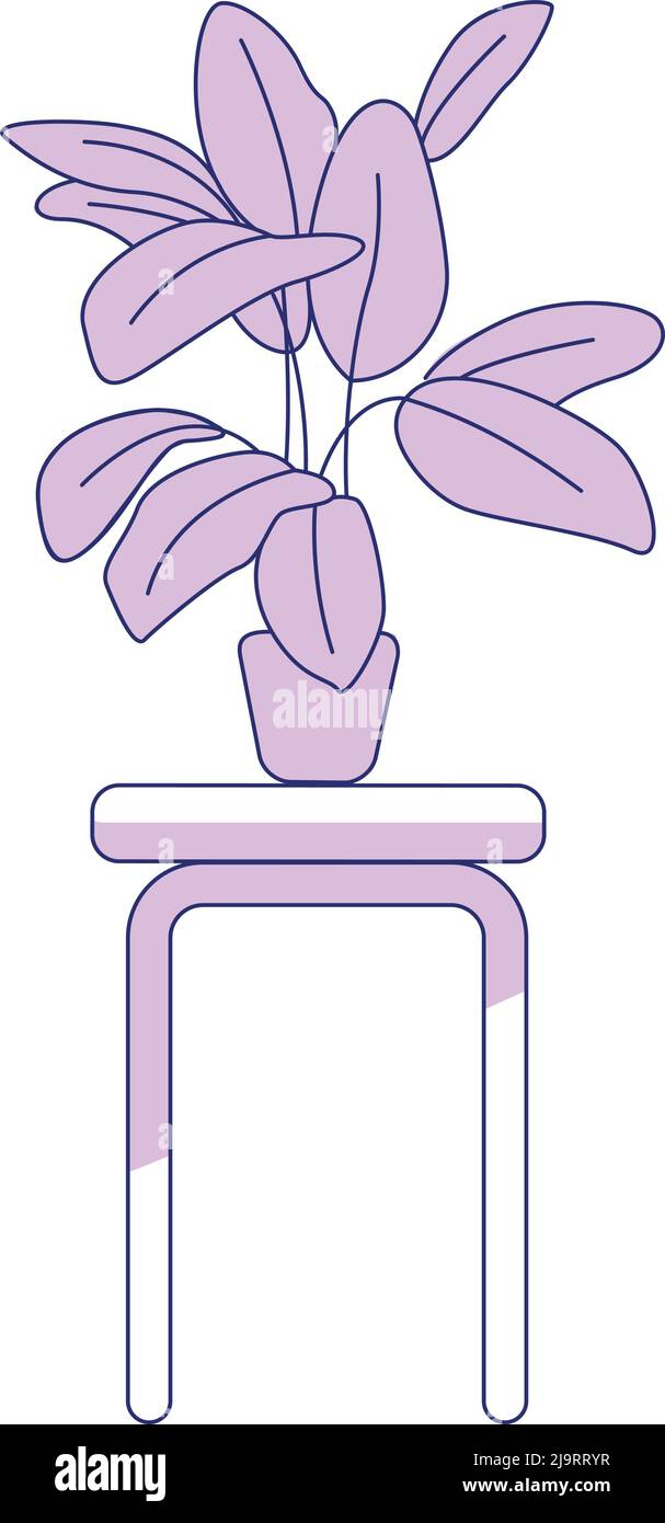 Potted plant on stand semi flat color vector element Stock Vector Image ...