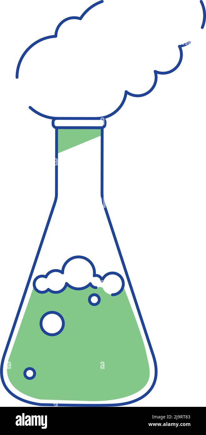 Lab flask with evaporating substance semi flat color vector element Stock Vector