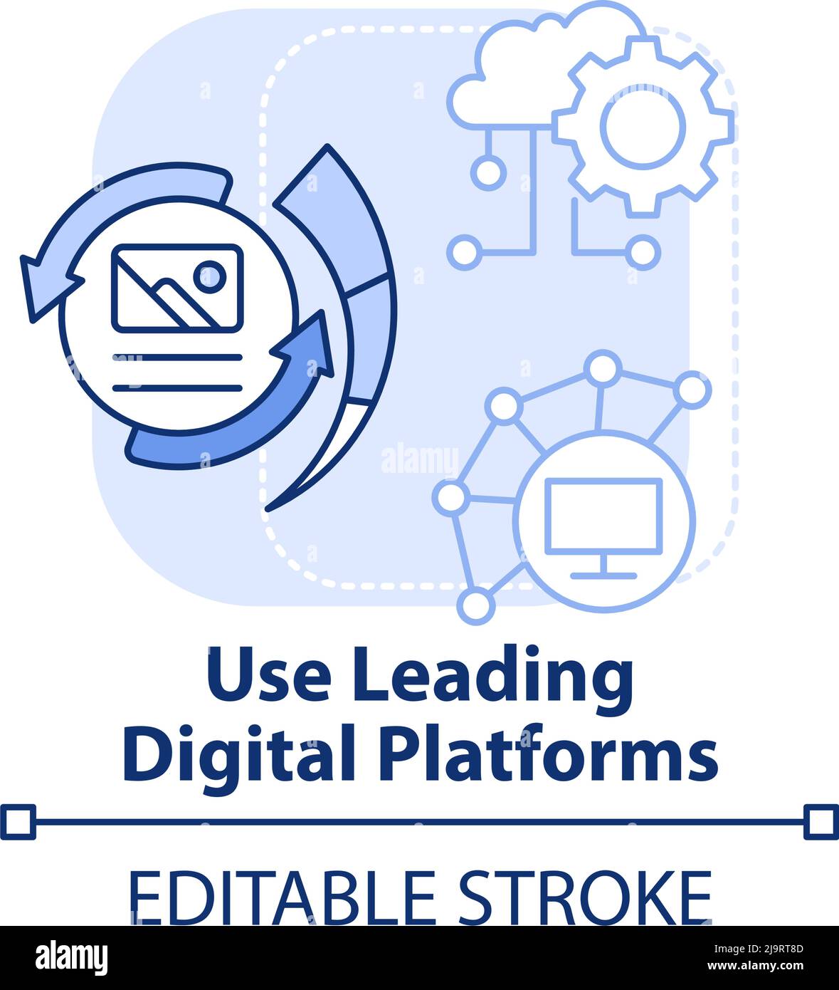 Use leading digital platforms light blue concept icon Stock Vector