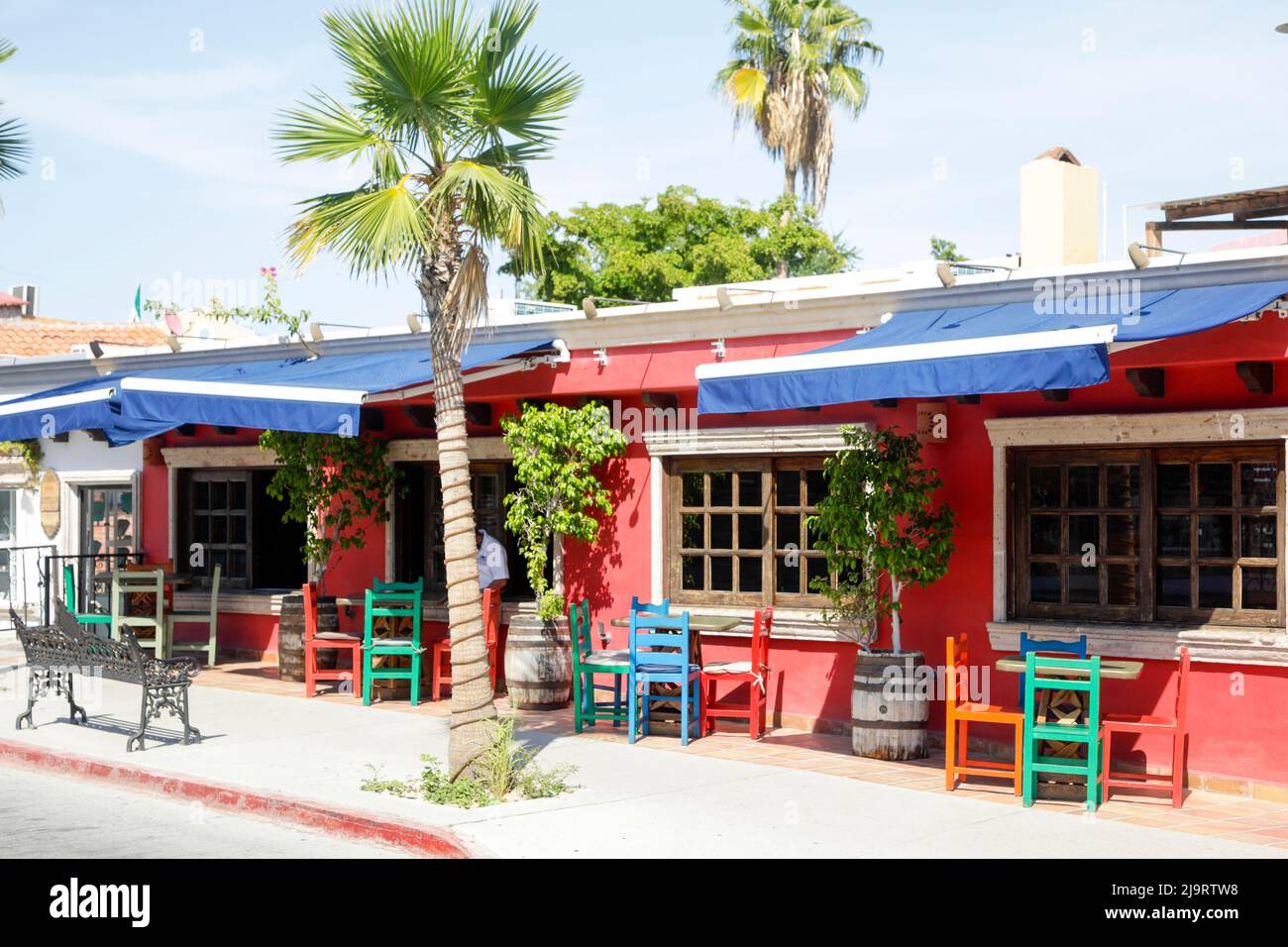 Cabo San Lucas, Mexico. Colorful front of a cafe. Stock Photo