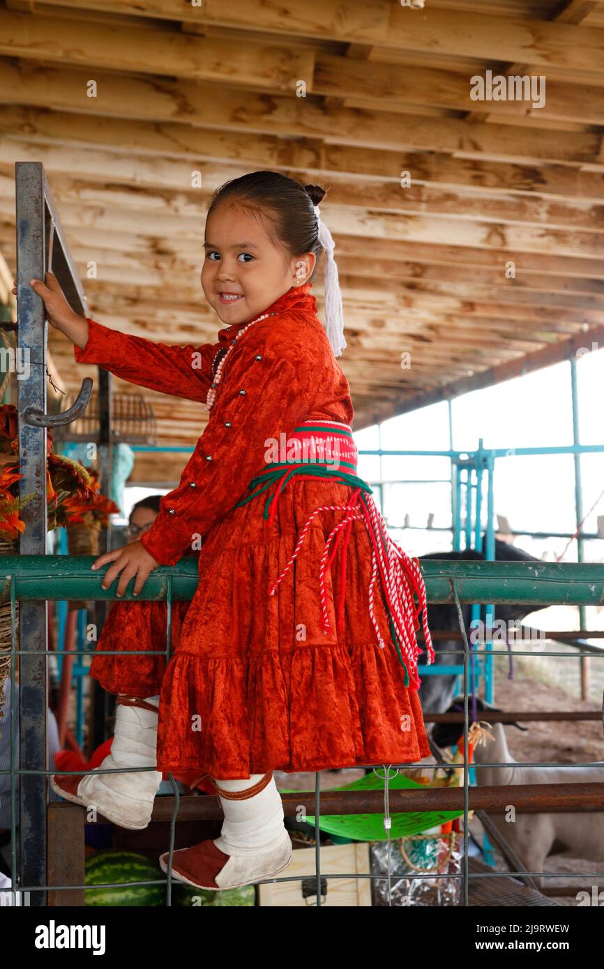 Window Rock, Arizona, USA. Navajo Nation Fair. Girl in traditional