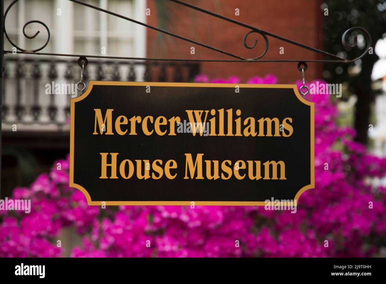 USA, Georgia, Sign at the Historic Mercer Williams House Museum. Stock Photo