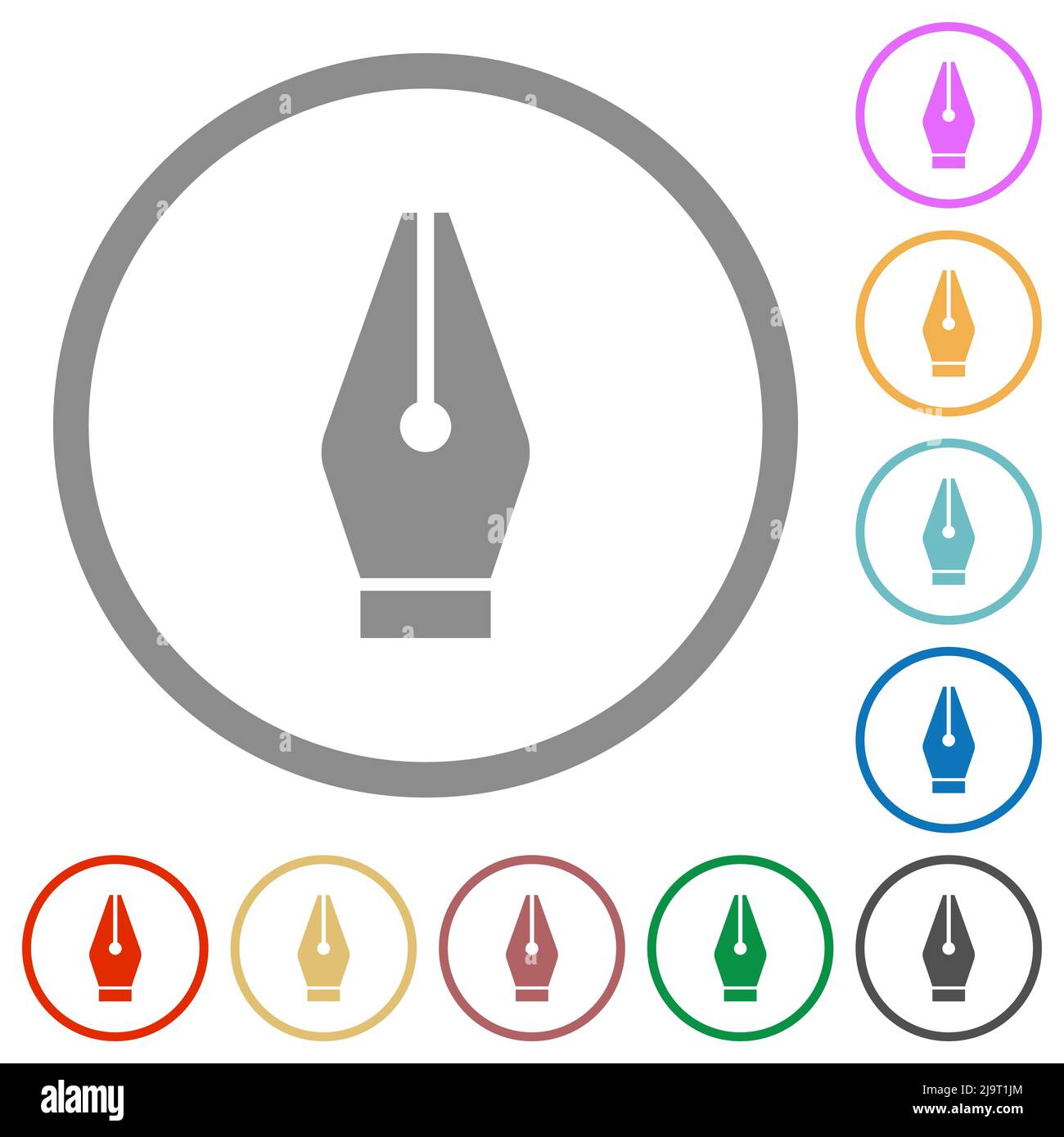 Vector pen tool flat color icons in round outlines on white background ...