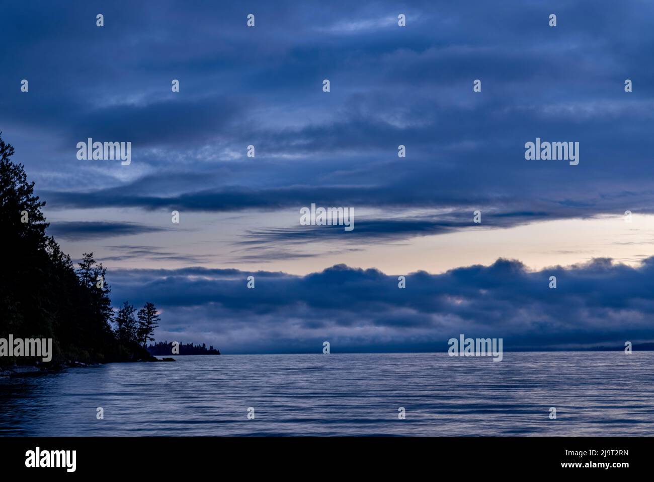 Dawn over Flathead Lake from Westside State Park near Rollins, Montana
