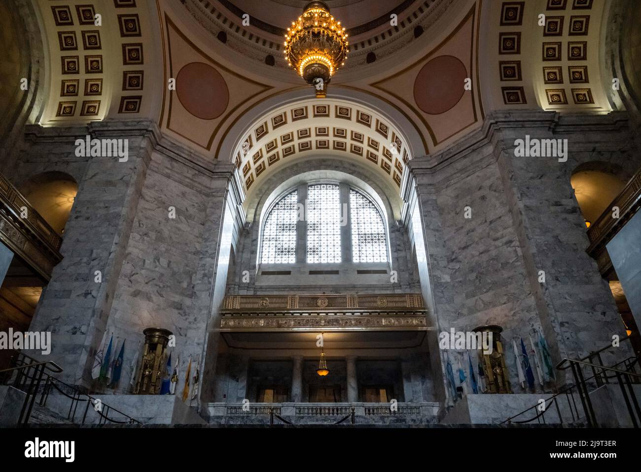 Olympia, WA, USA - Aug 13, 2021: The large hallways of the inside ...