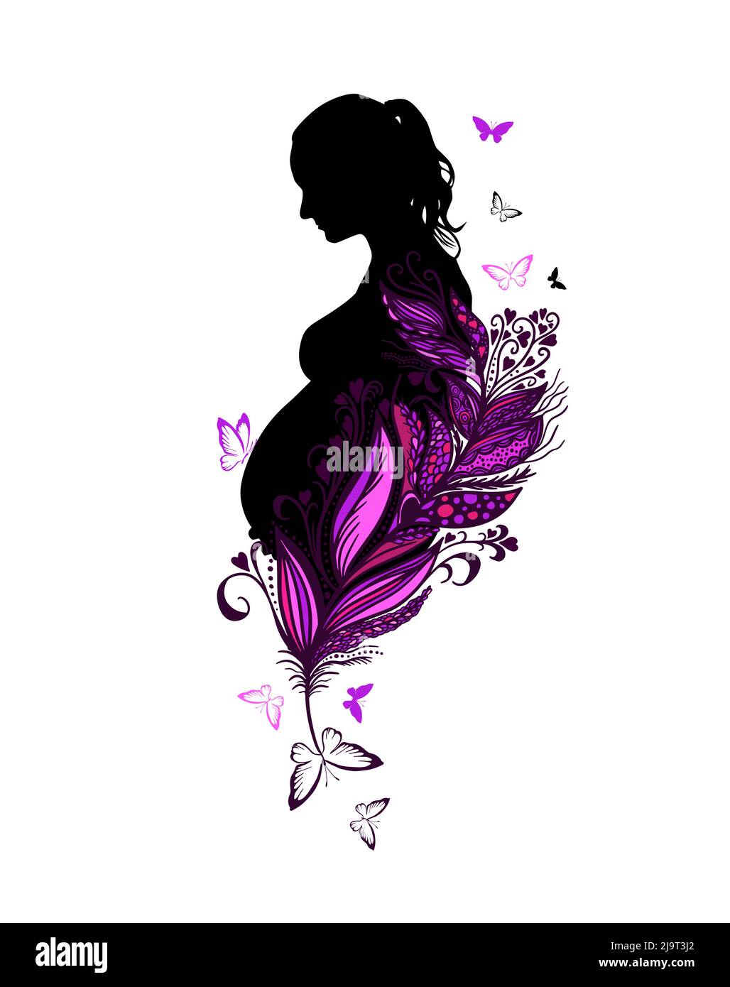 Abstract pregnant woman in flowers. Vector illustration Stock Vector Image  & Art - Alamy