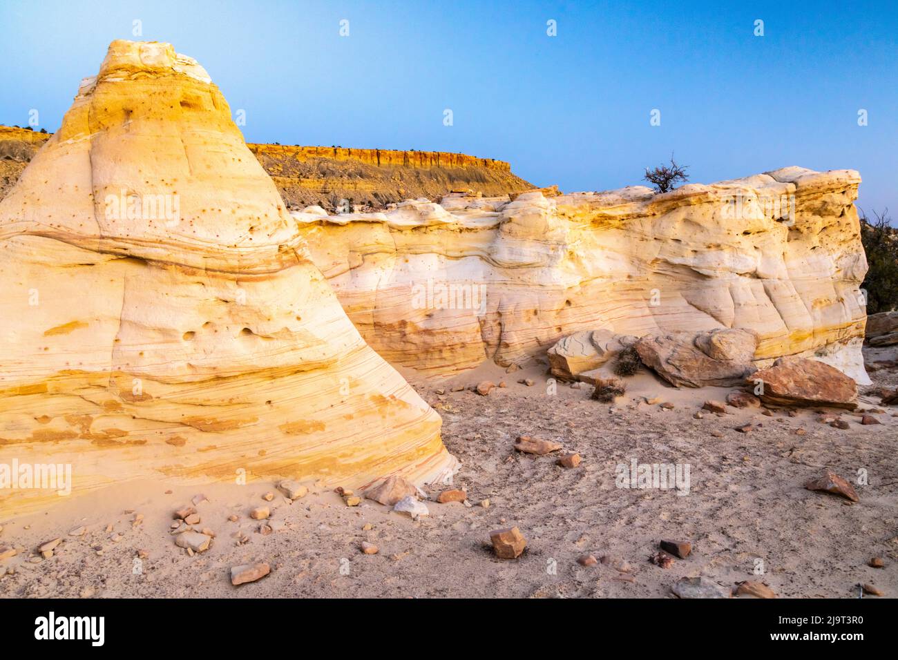 USA, New Mexico, Ojito Wilderness. Eroded desert rocks. Stock Photo