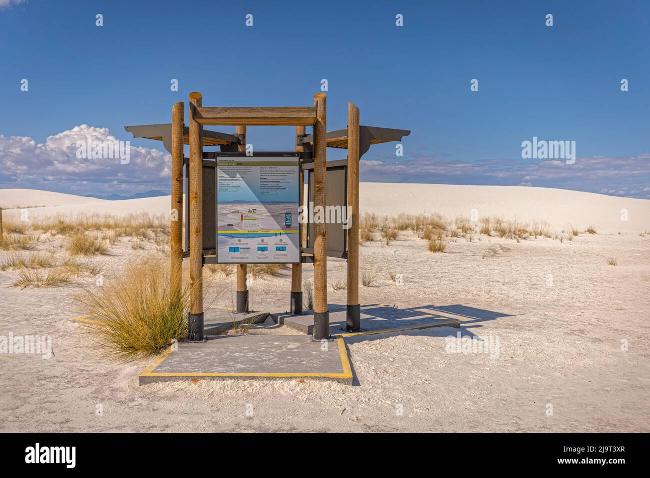 USA, New Mexico, White Sands National Park. Information kiosk Stock