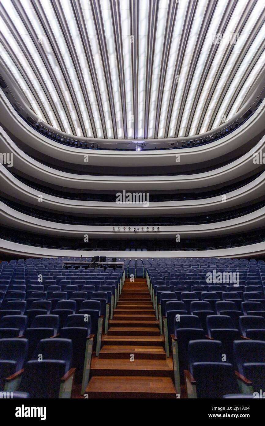 Valencia, Spain - 05 07 2022: Concert hall in the Palace of the Arts (Palau de les Arts Reina Sofia) at the City of Arts and Sciences in Valencia. Stock Photo