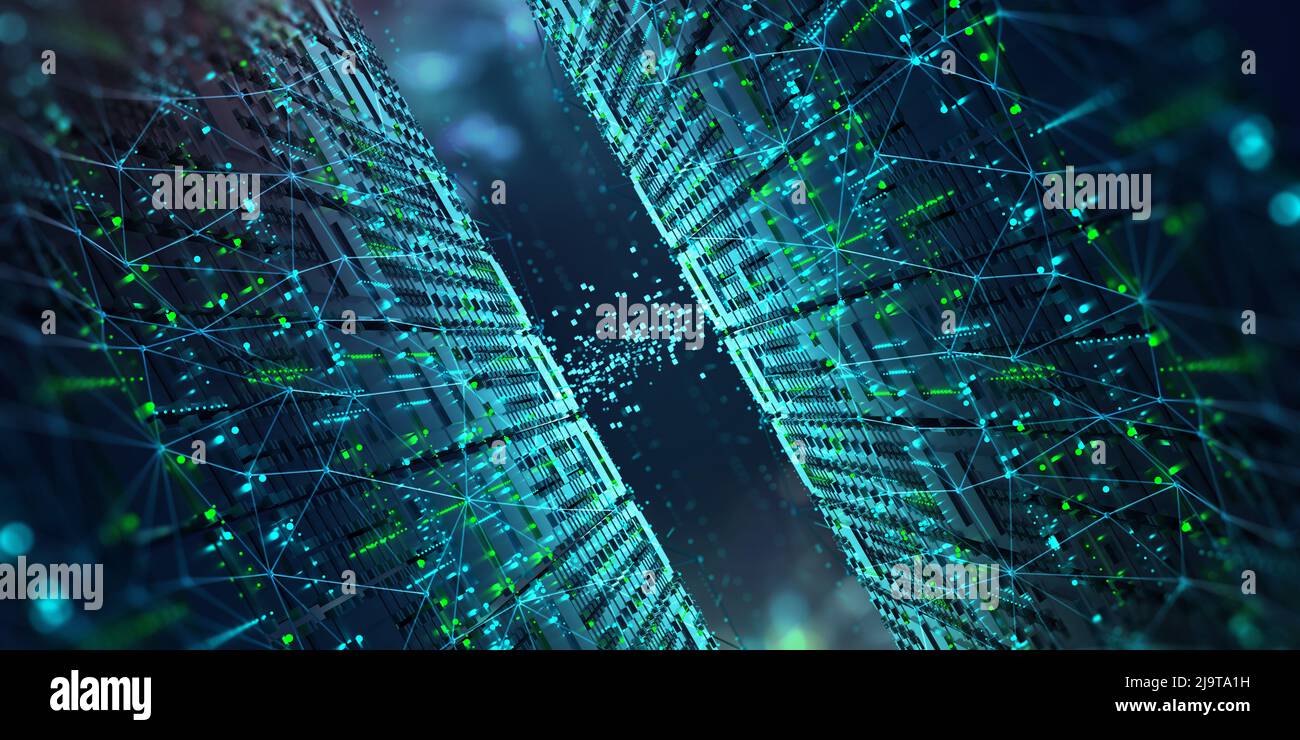 Digital space. Futuristic databases and artificial intelligence concept ...