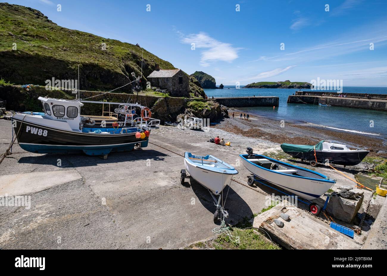 The fishing village of Mullion Cove, Cornwall. Stock Photo