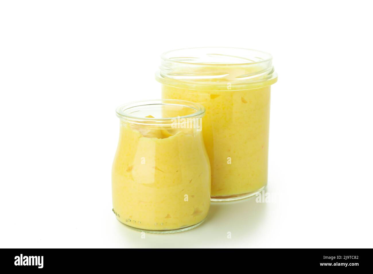 Concept of tasty food, lemon curd isolated on white background Stock Photo