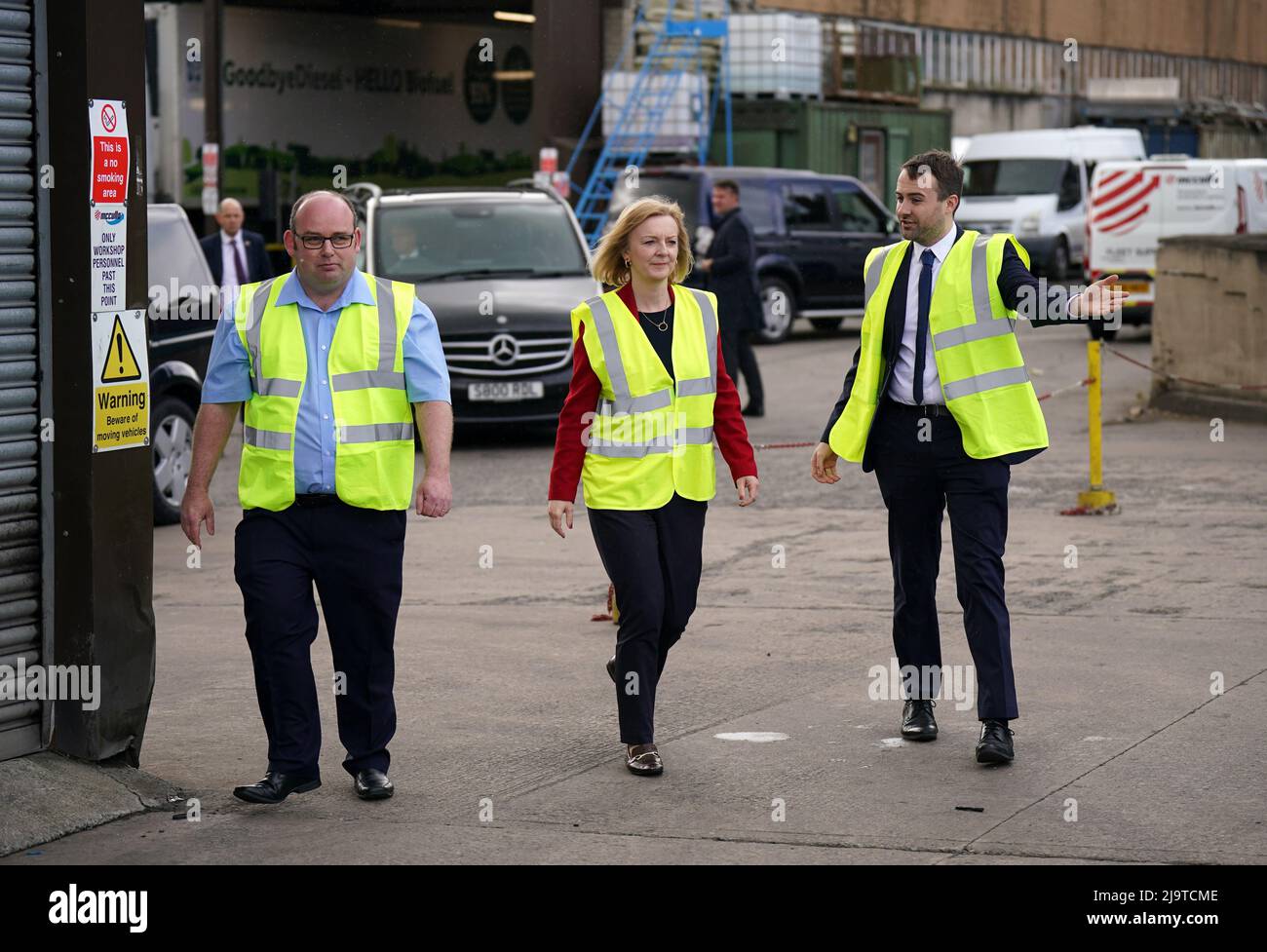 Foreign Secretary Liz Truss during a visit to McCulla Haulage, in ...