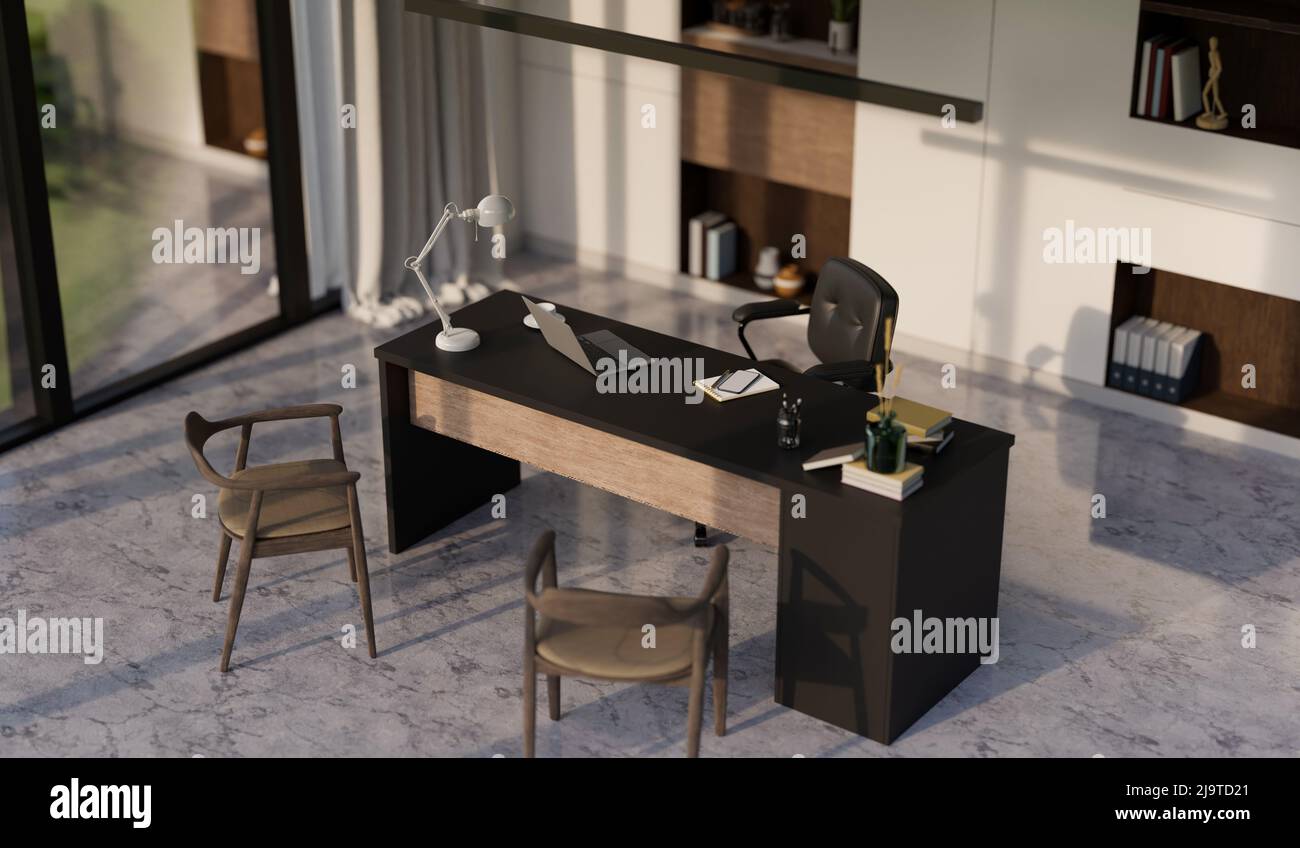 Modern executive manager private office interior design with modern