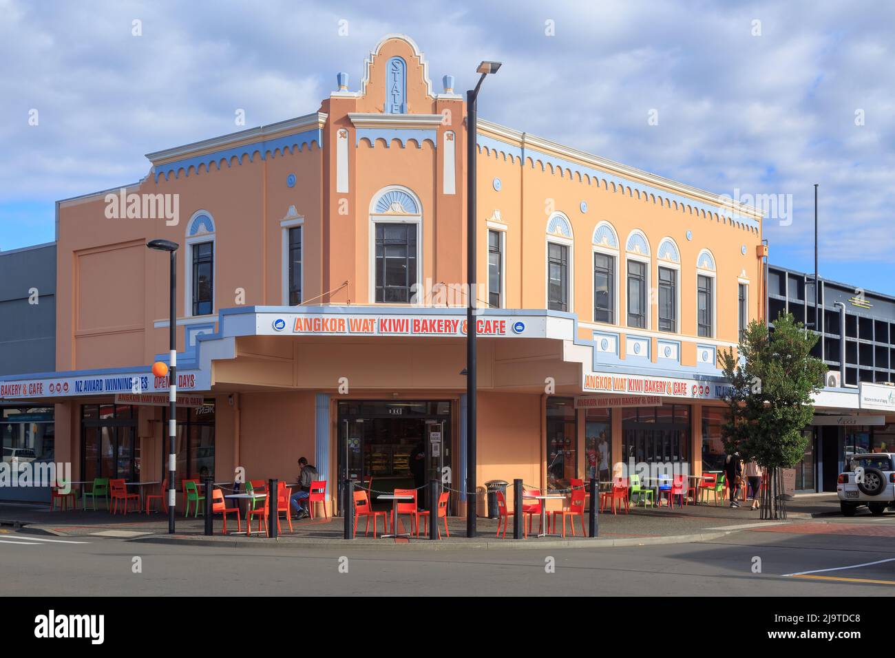 Napier, New Zealand. The former State Theatre, a historic 1933 Art Deco building, now a bakery