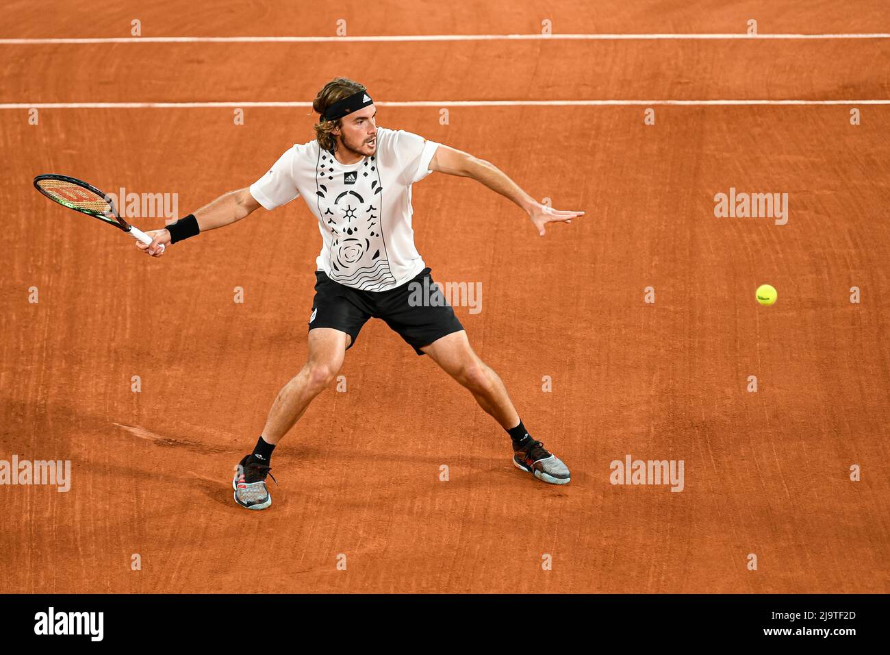 Paris, France. 24th May, 2022. Stefanos Tsitsipas of Greece during the French  Open (Roland-Garros) 2022, Grand Slam tennis tournament on May 24, 2022 at  Roland-Garros stadium in Paris, France - Credit: Victor