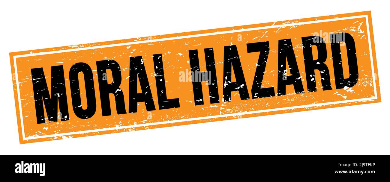 MORAL HAZARD text on black orange grungy rectangle stamp sign. Stock Photo