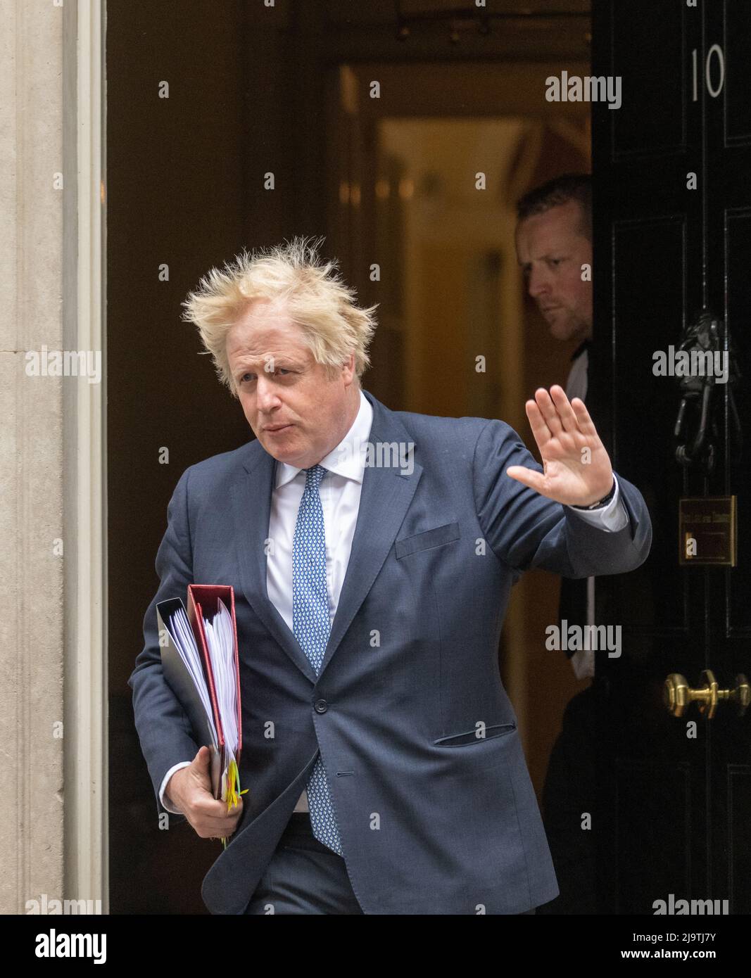 London, UK. 25th May, 2022. Boris Johnson, MP, Prime Minister, leaves 10 Downing Street for PMQ's on the day the Partygate report is published Credit: Ian Davidson/Alamy Live News Stock Photo