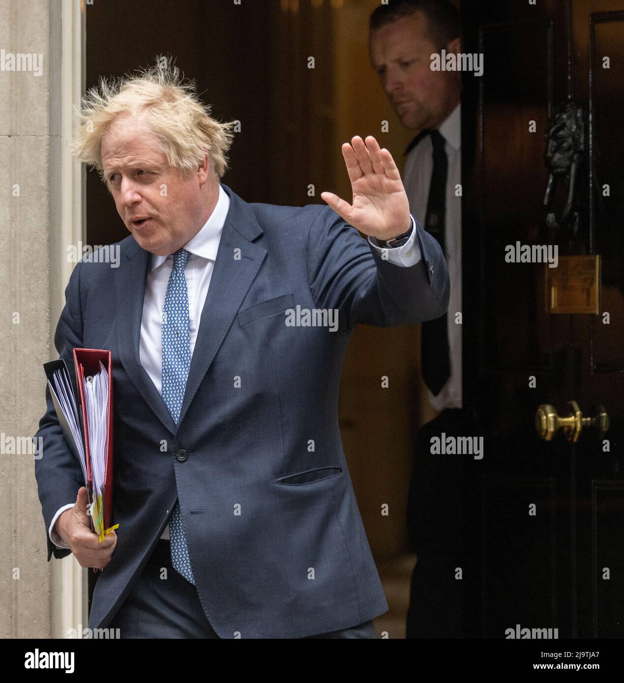 London, UK. 25th May, 2022. Boris Johnson, MP, Prime Minister, leaves 10 Downing Street for PMQ's on the day the Partygate report is published Credit: Ian Davidson/Alamy Live News Stock Photo