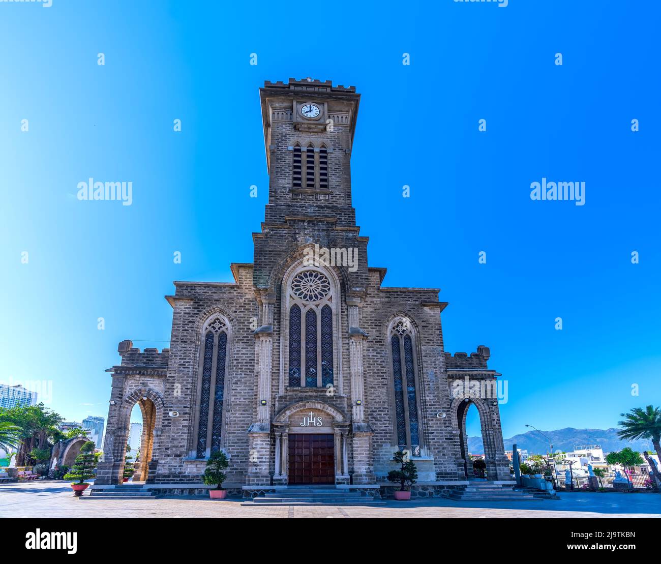 Stone cathedral in Nha Trang city. The oldest church built by the French in the 19th century in Nha Trang, Vietnam Stock Photo