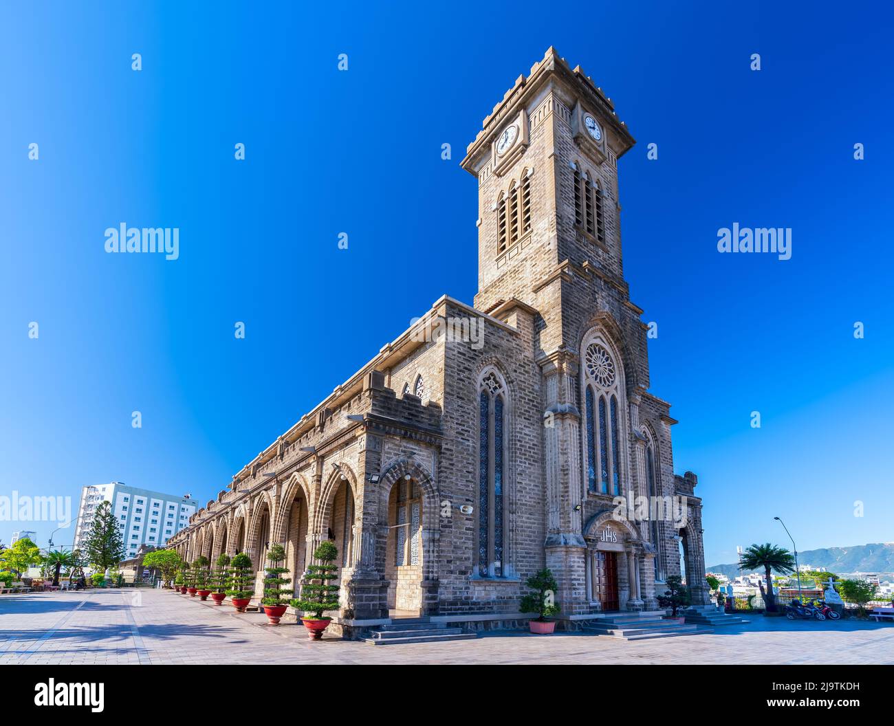 Stone cathedral in Nha Trang city. The oldest church built by the French in the 19th century in Nha Trang, Vietnam Stock Photo