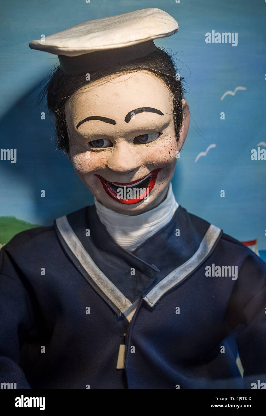 A retro arcade Jolly Jack Tar amusement novelty Sailor puppet in coin op machine. Stock Photo