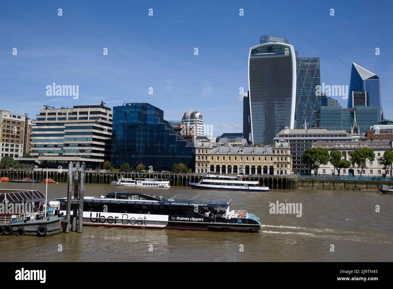 River Thames Iconic Buildings in City of London Stock Photo