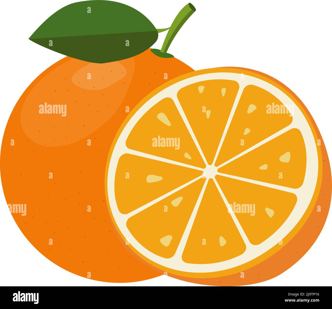 juicy orange fruit isolated on white background, flat design vector illustration Stock Vector