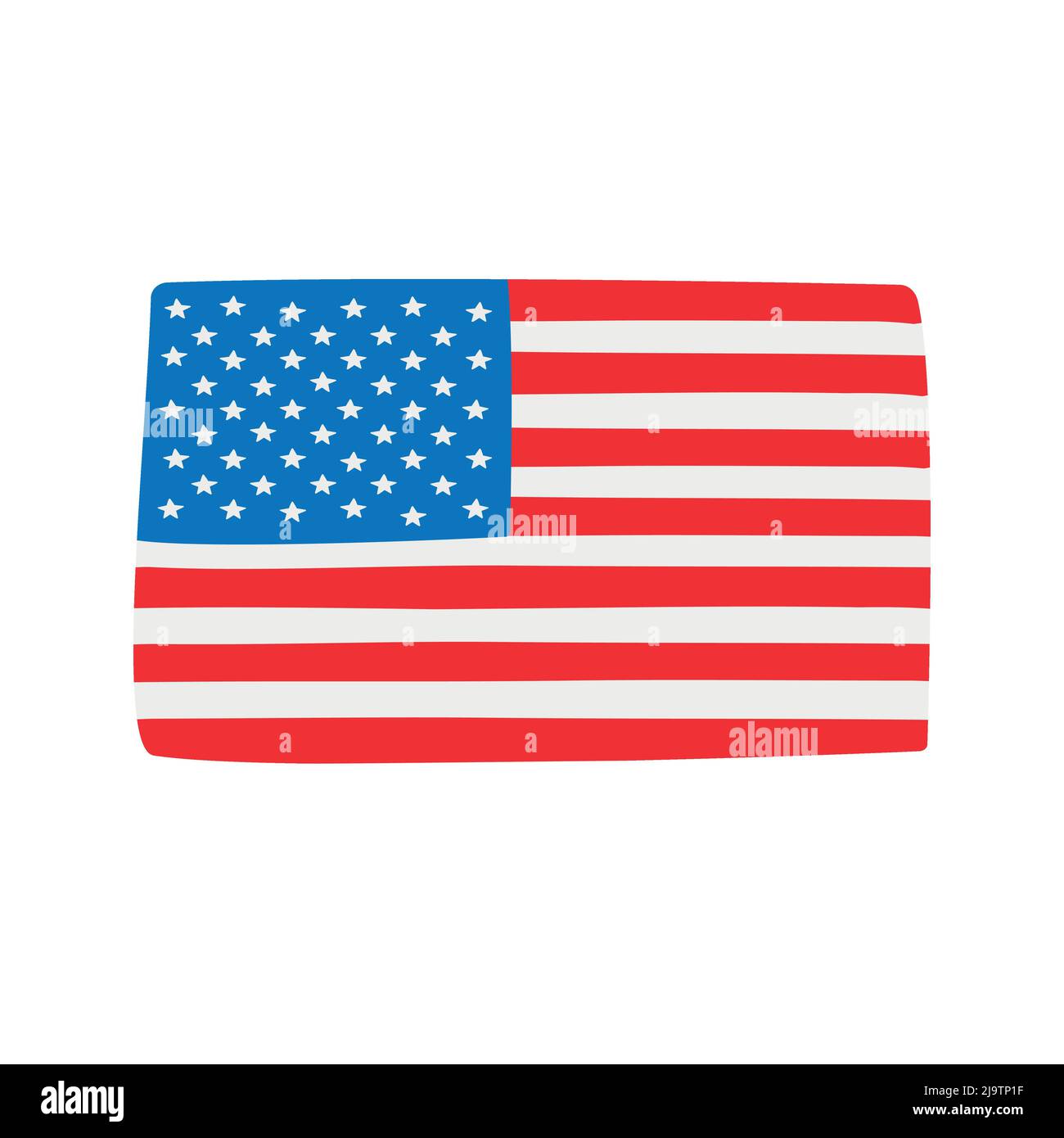Vector hand drawn doodle sketch American USA flag isolated on white ...