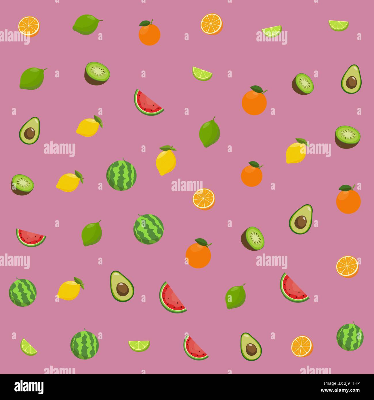 seamless background or wallpaper with tropical fruits, vector illustration Stock Vector