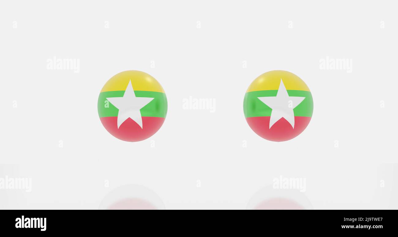 3d render of globe in Myanmar or burma flag for icon or symbol Stock ...