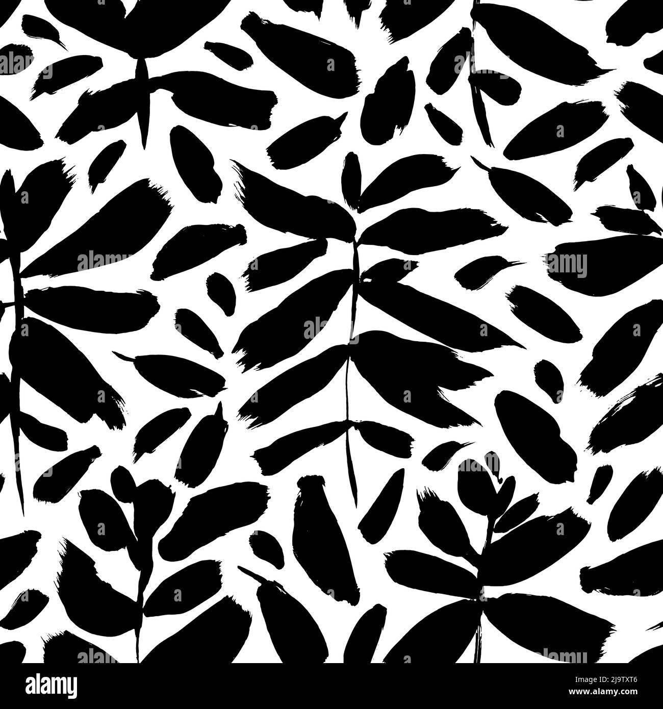 Black leaves and branches vector seamless pattern Stock Vector Image ...