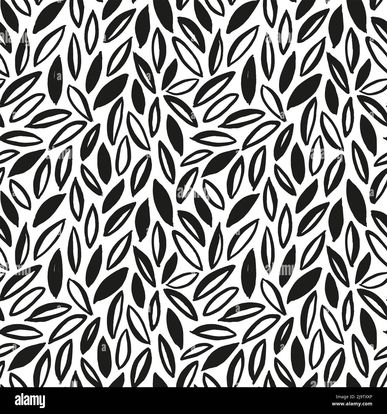 Black and white vector leaves seamless pattern Stock Vector Image & Art ...