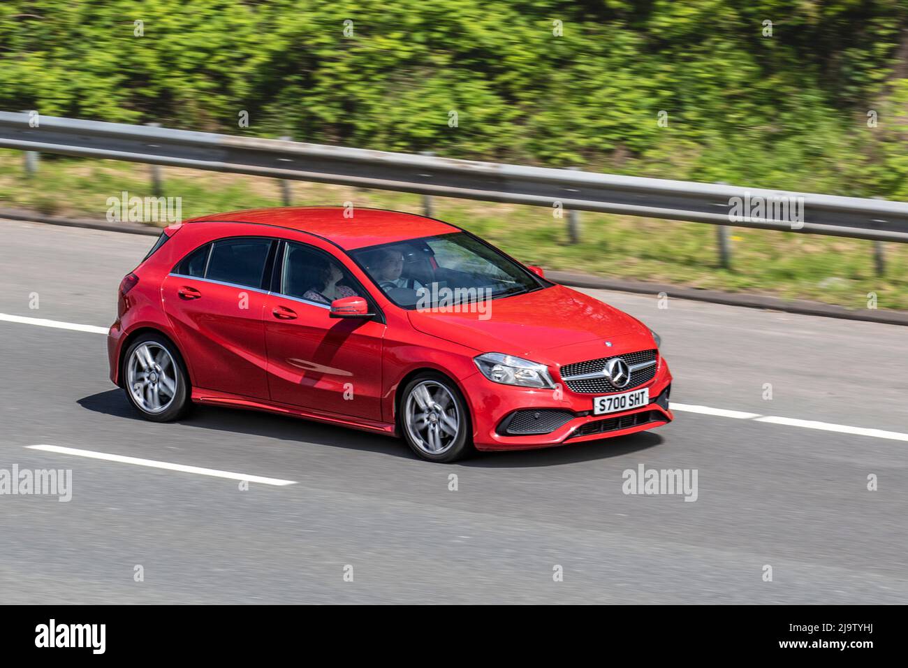 2016 red 5dr Mercedes Benz A 180 D AMG Line A180d Start Stop Diesel  Hatchback 1461cc Stock Photo - Alamy