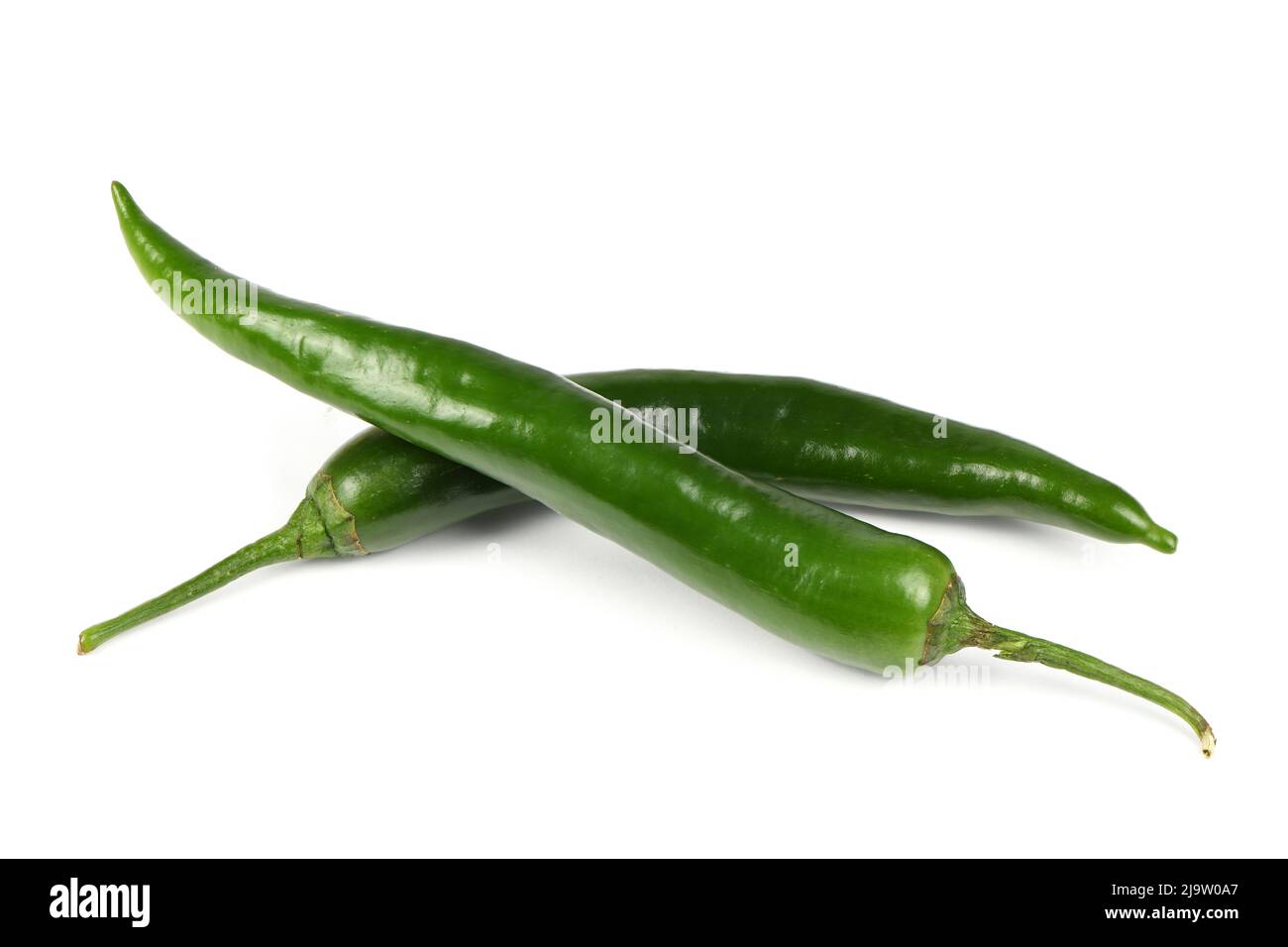 Green chili pepper isolated on white. High resolution photo. Full depth