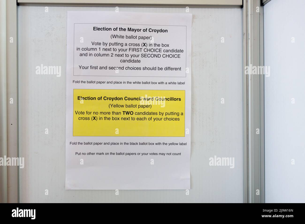 Mayor and Councillor election information used in Croydon May 2022 poll Stock Photo