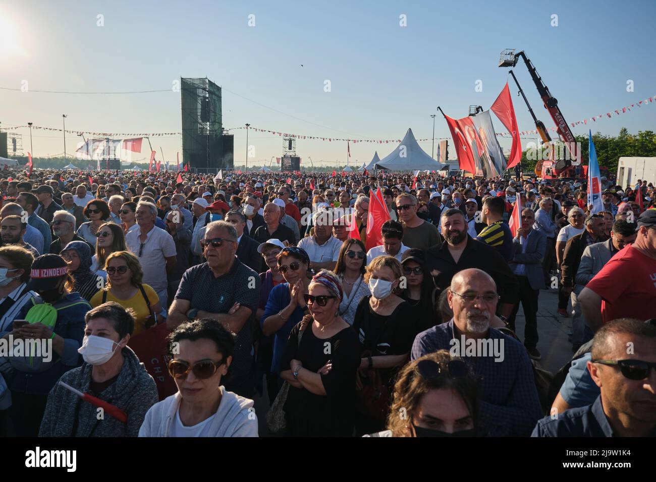 Istanbul, Turkey - 21 May 2022: A big crowd of Turkish people at the Voice of the Nation rally, supporting the CHP/The Republican People's Party Stock Photo