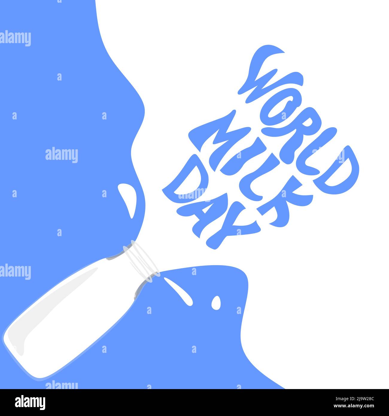 Milk spilled from a glass bottle in the form of a phrase World Milk Day.  World Milk Day Vector graphic vector design. Banner, post or card with  letter Stock Vector Image &