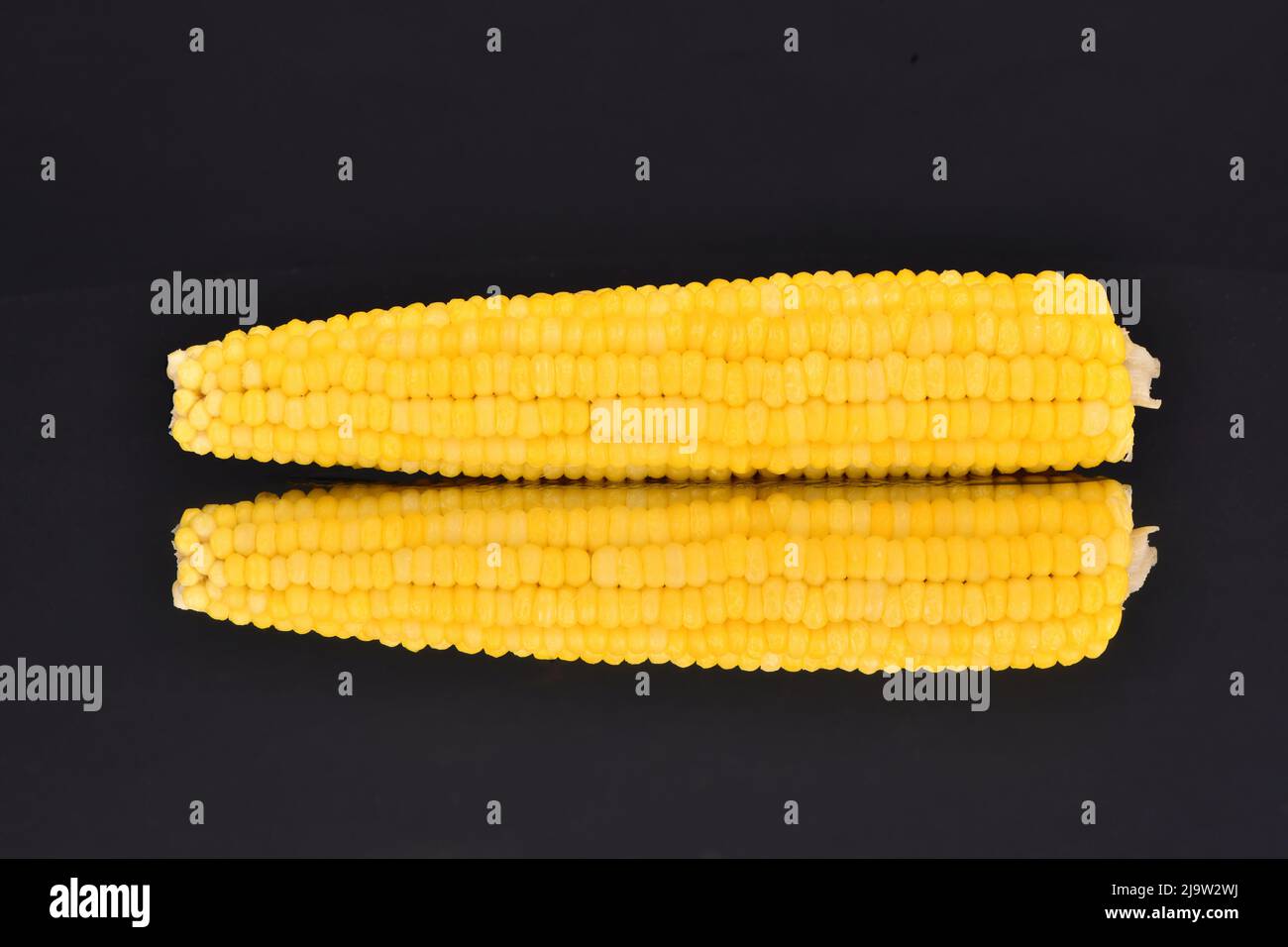 Sweetcorn High Resolution Sweet corn, boiled corn isolated on mirror background. High resolution ...