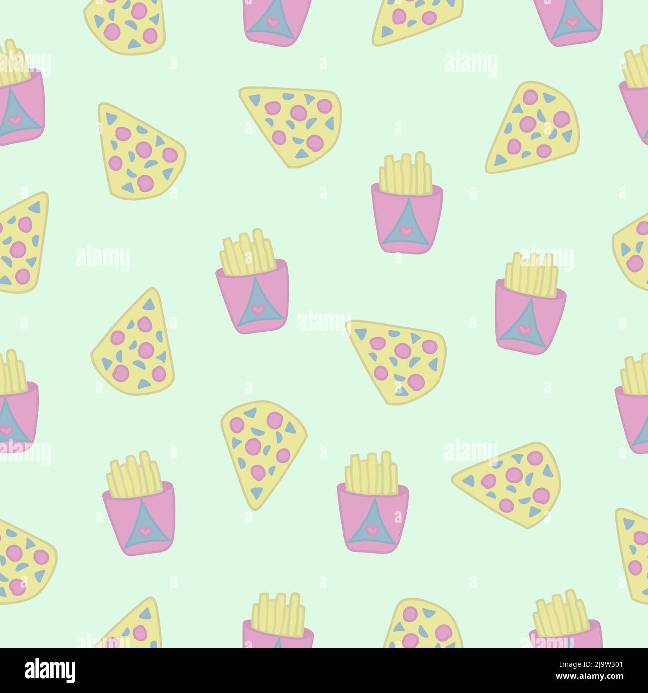 Fast food, seamless pattern with green background Stock Vector Image ...