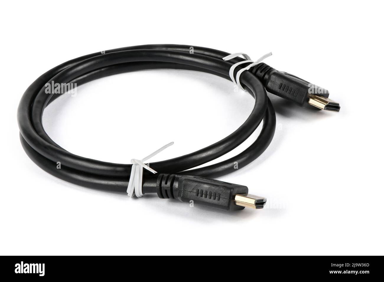 Black color HDMI cable adaptor port or interface on white background. High resolution photo. Full depth of field. Stock Photo