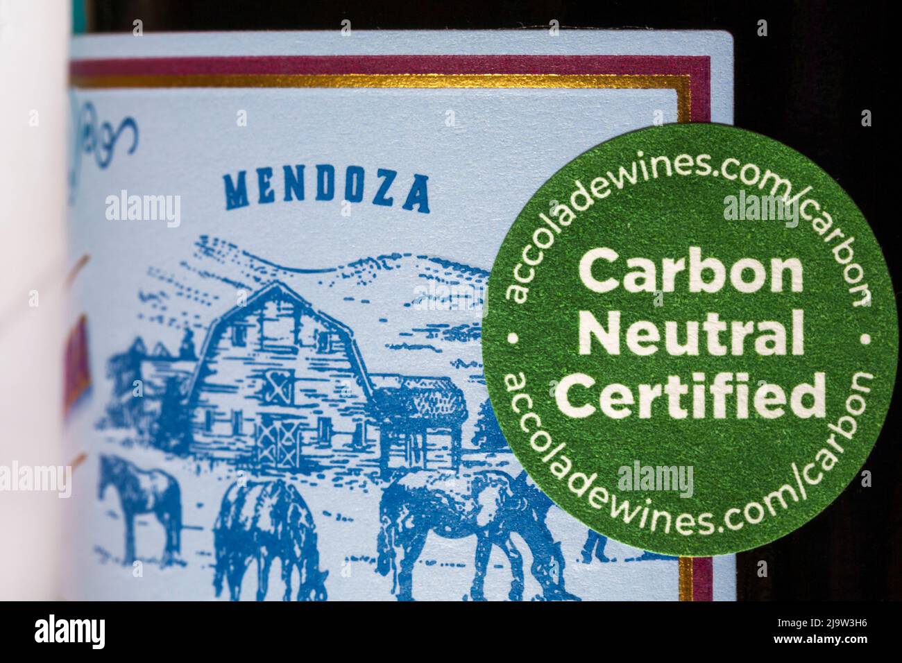 carbon neutral certified sticker on bottle of Jam Shed Mendoza Malbec