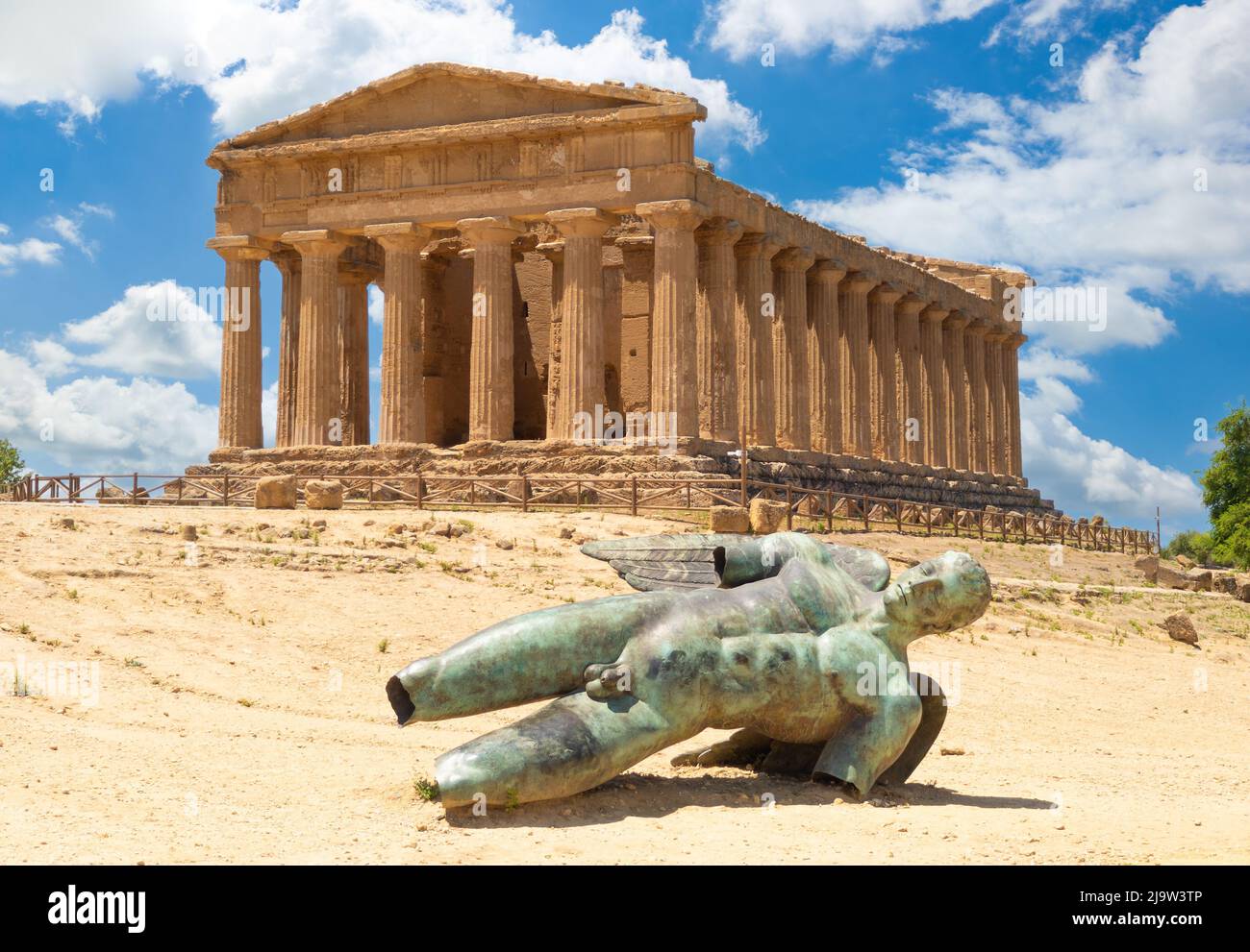Agrigento (Sicilia, Italy) - The orange Agrigento city, beside the sea, Sicily region, famous for Valle dei Templi archeological site of greek temples Stock Photo