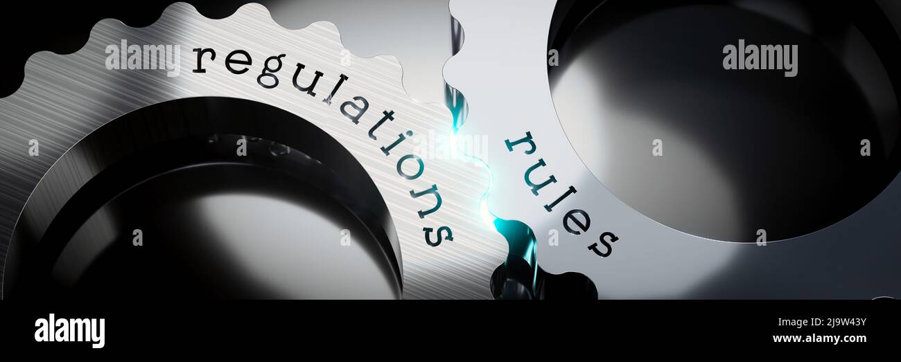 Rules, regulations gears concept 3D illustration Stock Photo Alamy
